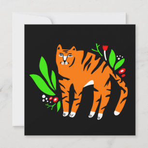 Tiger i blommor inbjudningar