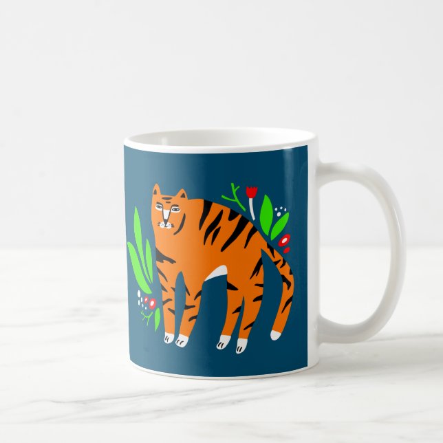 Tiger i blommor kaffemugg (Höger)