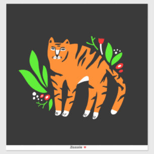 Tiger i blommor klistermärken