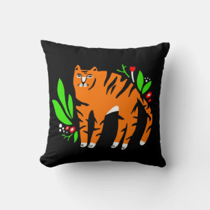 Tiger i blommor kudde