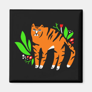 Tiger i blommor magnet