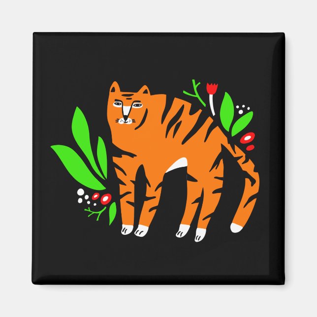 Tiger i blommor magnet (Framsidan)