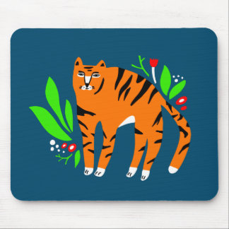 Tiger i blommor musmatta