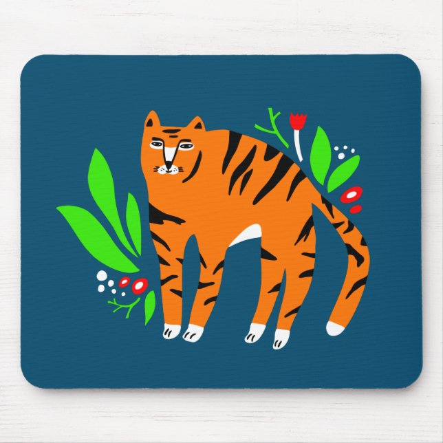 Tiger i blommor musmatta (Framsidan)