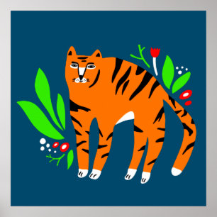 Tiger i blommor poster