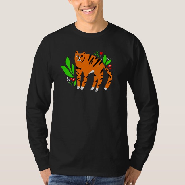 Tiger i blommor t shirt (Framsida)