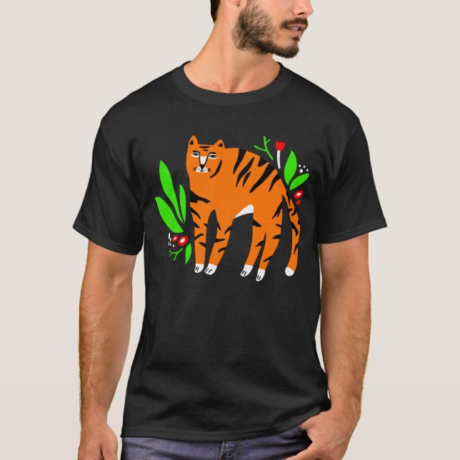 Tiger i blommor t shirt (Framsida)