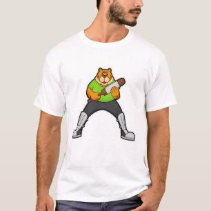 Tiger i Cricket med Cricket fladdermus T Shirt