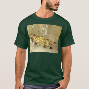 Tiger i det japanska träblocket Snö Hokusai T Shirt