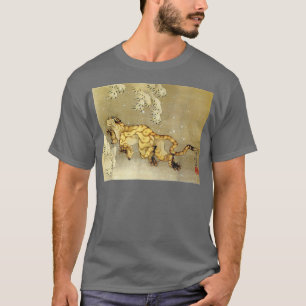 Tiger i det japanska träblocket Snö Hokusai T Shirt