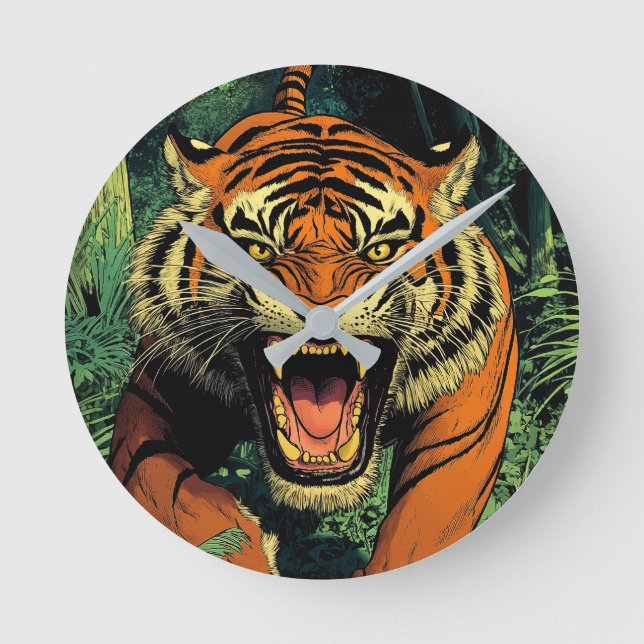 Tiger i djungeln rund klocka (Framsida)