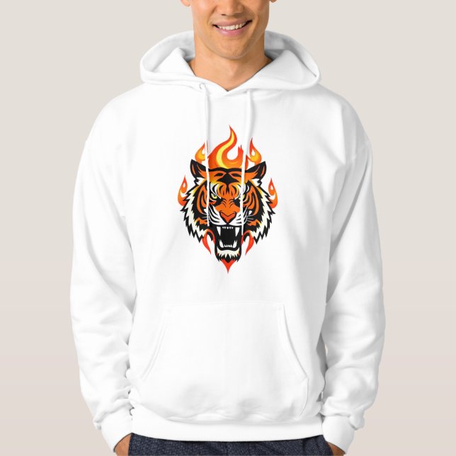 Tiger i eld hoodie (Framsida)