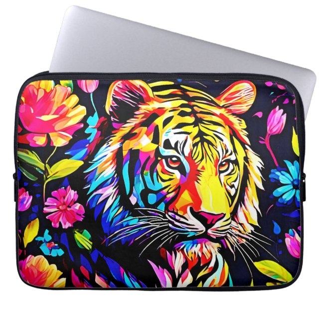 Tiger i en Blommigt-Dream Laptop Fodral (Framsidan)
