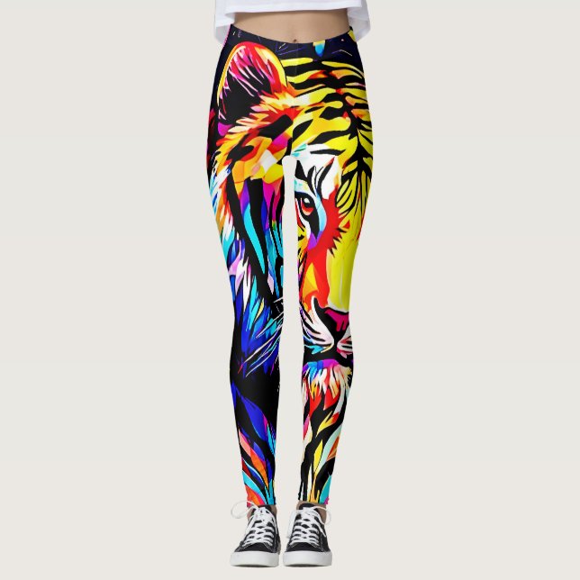 Tiger i en Blommigt-Dream Leggings (Framsida)