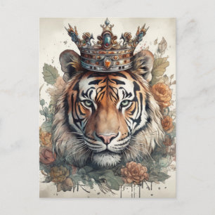 Tiger i en krona vykort