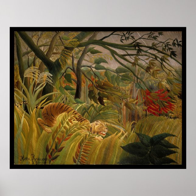Tiger i en Tropical Storm- Henri Rousseau Poster (Framsidan)