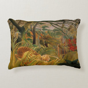 Tiger i en tropisk storm av Henri Rousseau Prydnadskudde