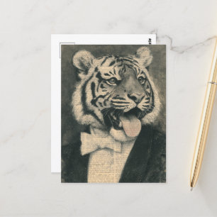 Tiger i en Tux Collage Vykort