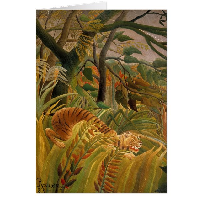Tiger i ett Tropical Storm av Henri Rousseau Hälsningskort (Framsidan)
