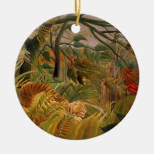 Tiger i ett Tropical Storm av Henri Rousseau Julgransprydnad Keramik