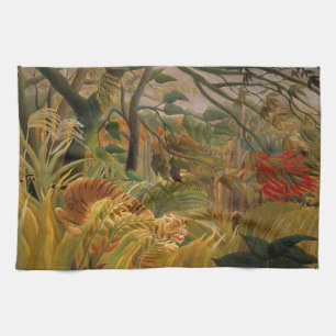 Tiger i ett Tropical Storm av Henri Rousseau Kökshandduk