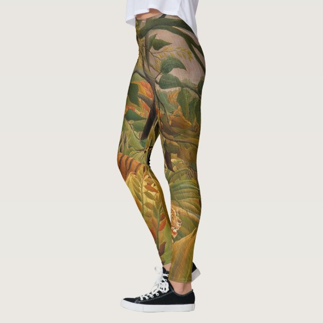 Tiger i ett Tropical Storm av Henri Rousseau Leggings (Vänster)