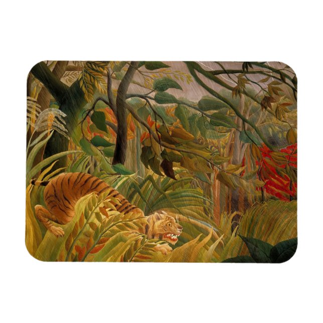 Tiger i ett Tropical Storm av Henri Rousseau Magnet (Horisontell)