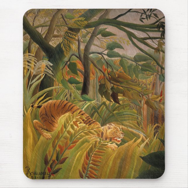 Tiger i ett Tropical Storm av Henri Rousseau Musmatta (Framsidan)