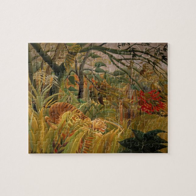 Tiger i ett Tropical Storm av Henri Rousseau Pussel (Horisontell)