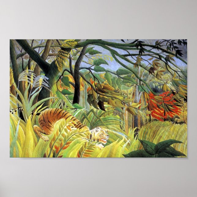 Tiger i ett Tropical Storm Poster (Framsidan)