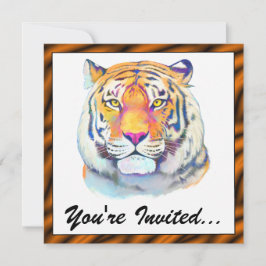 Tiger i Färg Birthday Inbjudan