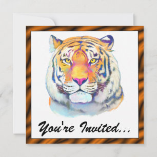 Tiger i Färg Birthday Inbjudan