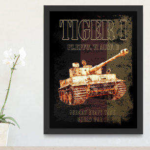 Tiger I German Heavy Tank WWII med Tyskland Flagga Fototryck