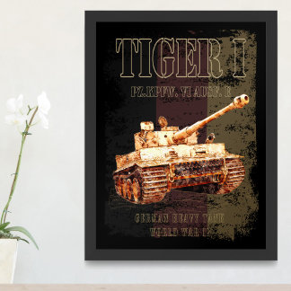 Tiger I German Heavy Tank WWII med Tyskland Flagga Fototryck