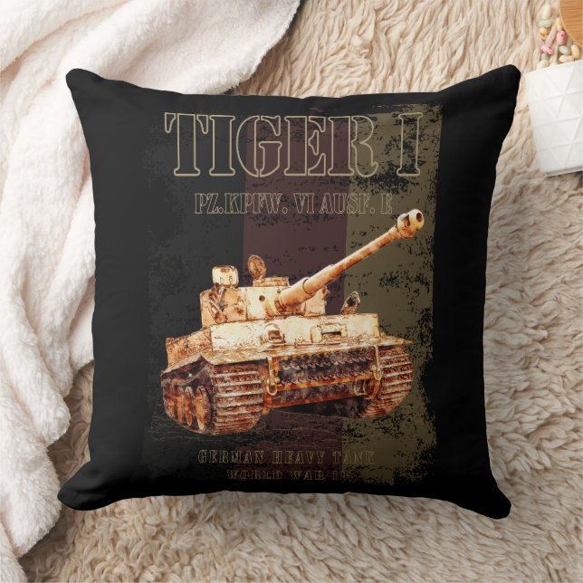 Tiger I German Heavy Tank WWII med Tyskland Flagga Kudde (Filt)