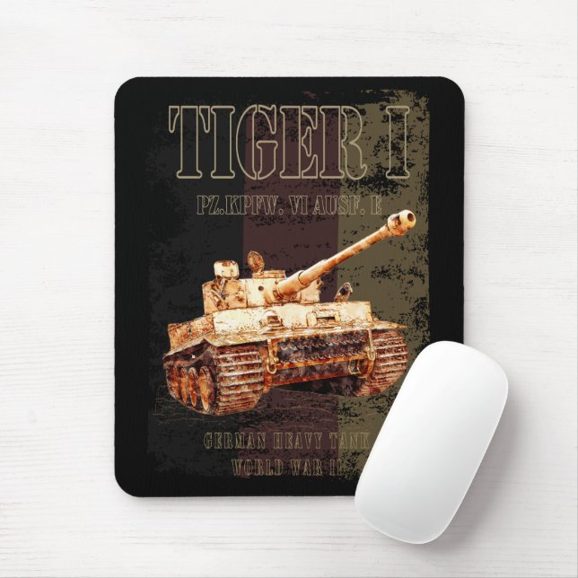 Tiger I German Heavy Tank WWII med Tyskland Flagga Musmatta (Med mus)