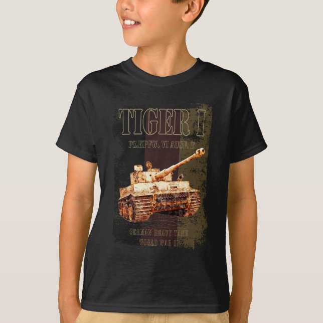 Tiger I German Heavy Tank WWII med Tyskland Flagga T Shirt (Framsida)