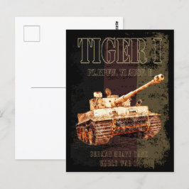 Tiger I German Heavy Tank WWII med Tyskland Flagga Vykort