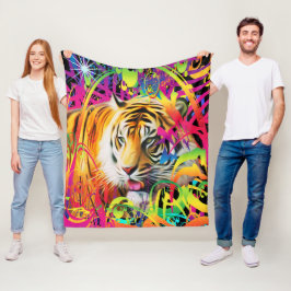 Tiger i Jungle Fleece Blanket
