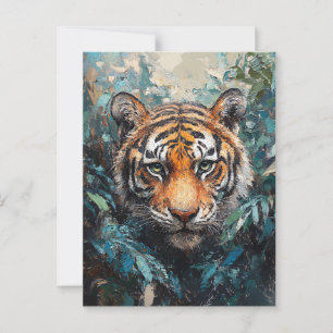 Tiger i Jungle Porträtt-målning Vykort
