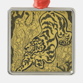 Tiger i Jungle (Vild Animal) (av Paul Ranson) Julgransprydnad Metall