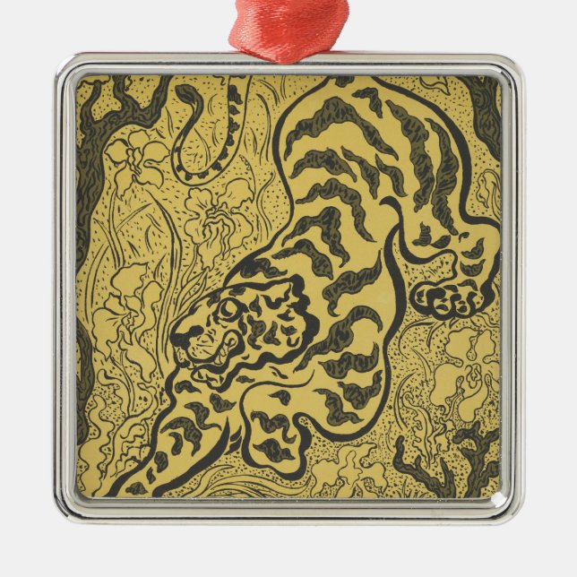 Tiger i Jungle (Vild Animal) (av Paul Ranson) Julgransprydnad Metall (Framsidan)
