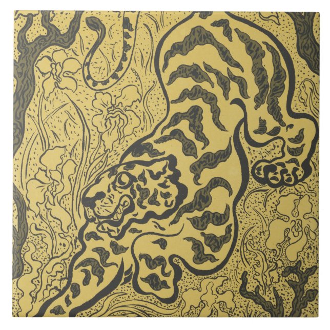 Tiger i Jungle (Vild Animal) (av Paul Ranson) Kakelplatta (Framsidan)