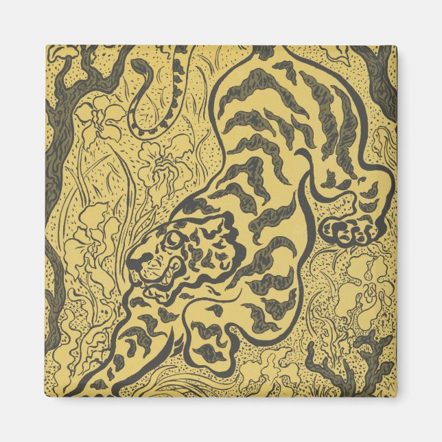 Tiger i Jungle (Vild Animal) (av Paul Ranson) Magnet (Framsidan)