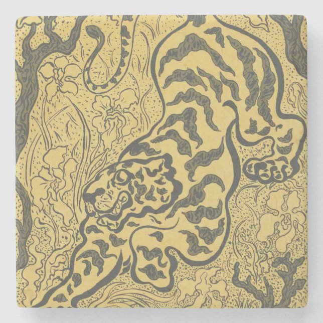 Tiger i Jungle (Vild Animal) (av Paul Ranson) Stenunderlägg (Framsidan)