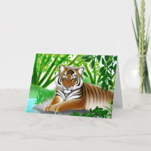 Tiger i kort för bambudjungelhälsning