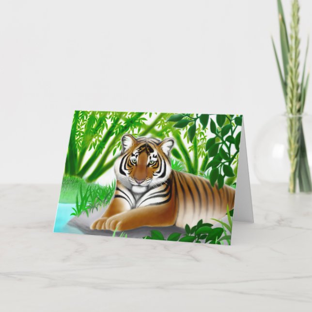 Tiger i kort för bambudjungelhälsning (Framsida)
