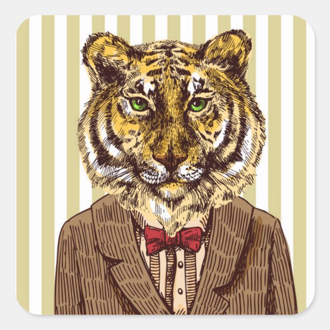 Tiger i kvällens Bära Fyrkantigt Klistermärke (Framsida)