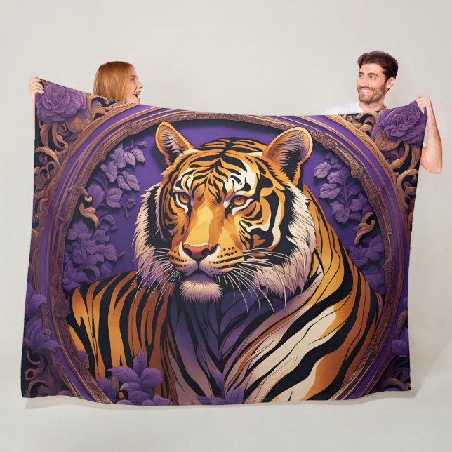 Tiger i lila fleecefilt (På plats)