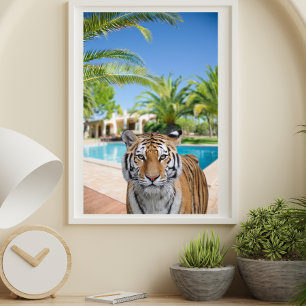 Tiger i Luxurious Villa Animal-fotografi Poster